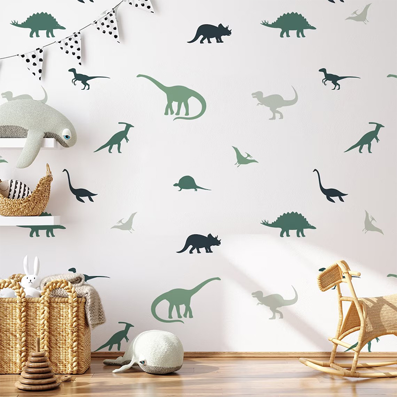 Baby Nursery Set Furniture - Boho การ์ตูนสัตว์ไดโนเสาร์สติ๊กเกอร์ติดผนังสําหรับห้องนอนเด็กเด็กทารกวอลล์เปเปอร์ DIY Wall Art ตกแต่งบ้าน