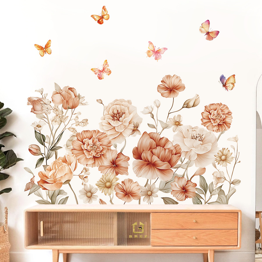 Baby Nursery Plants - Boho ดอกไม้สีน้ําสติ๊กเกอร์ติดผนัง Wildflower ดอกไม้ Daisy สําหรับทารกเด็กทารกห้องนอนห้องนั่งเล่นผนังตกแต่ง