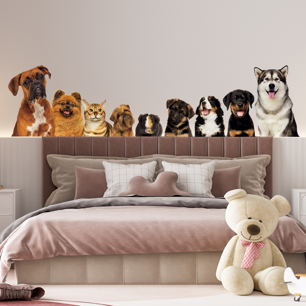 Baby Nursery Vinyl - C30 #9น่ารักแมวและสุนัขสติ๊กเกอร์ติดผนังเด็กพื้นหลังห้องตกแต่งบ้านภาพจิตรกรรมฝาผนังห้องนั่งเล่นวอลล์เปเปอร์ตลก