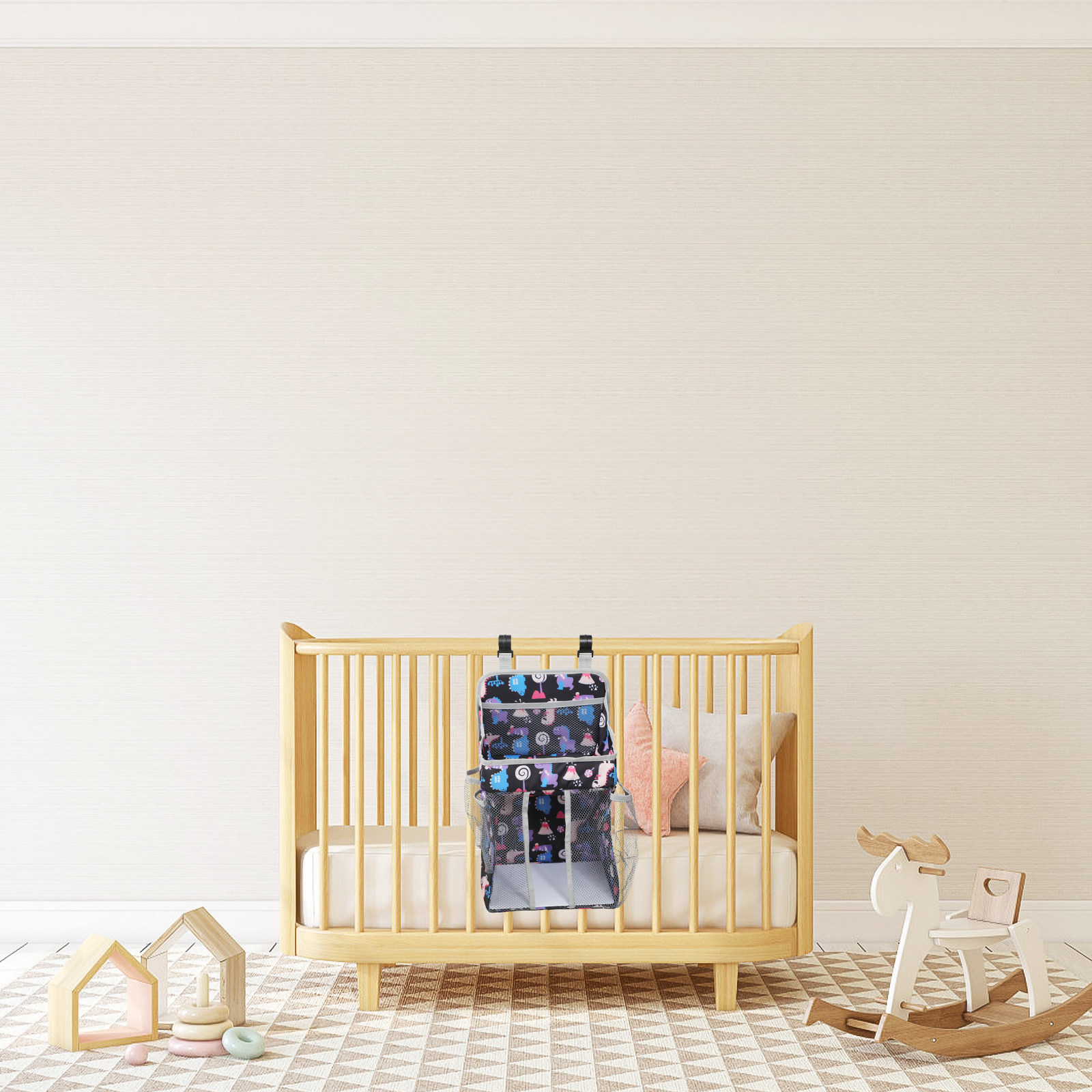 Baby Nursery Crib - กระเป๋าใส่ผ้าอ้อม ที่เก็บของในห้องเด็กอ่อน กระเป๋าแขวนเปลเด็ก ที่จัดเก็บผ้าอ้อมและของใช้บนเตียง