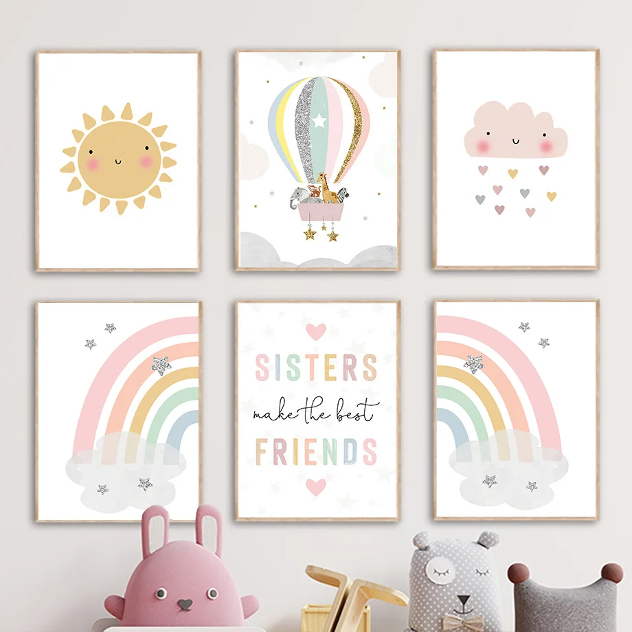 Baby Nursery Room - ยีราฟ ช้าง บอลลูนลมร้อน ดวงอาทิตย์ สายรุ้ง ห้องเด็ก