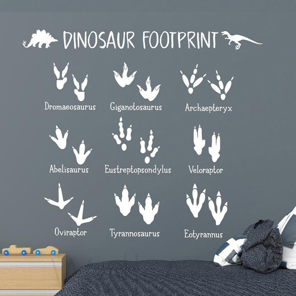 Baby Nursery Vinyl Wall Stickers - การ์ตูนไดโนเสาร์ Footprint Paw สติ๊กเกอร์ติดผนังเด็กทารกเด็ก Dino Foot