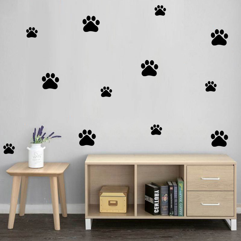 Baby Nursery Vinyl - การ์ตูนสุนัข Cat PAW พิมพ์สติ๊กเกอร์ติดผนังสำหรับห้องพักเด็กสัตว์เลี้ยงตกแต่งห้อง Wall Art