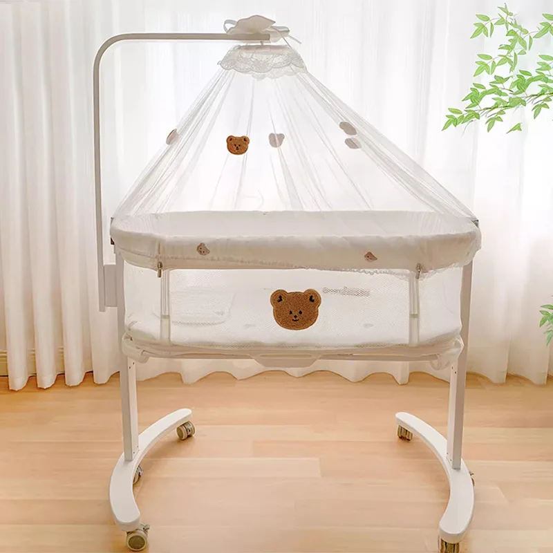 Baby Nursery Trolley - เปลเด็กแรกเกิดแบบปรับได้พร้อมล้อเปลเด็กอเนกประสงค์แบบพกพาพร้อมมุ้งกันยุงที่ถอดออกได้, เตียงเนอสเซอรี่ในสต็อก