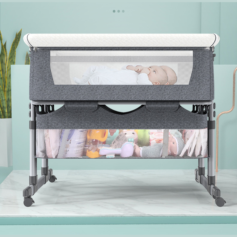Baby Nursery Hamper - เปลเด็กอ่อนแบบปรับระดับความสูงได้ พร้อมล้อและตาข่ายระบายอากาศ