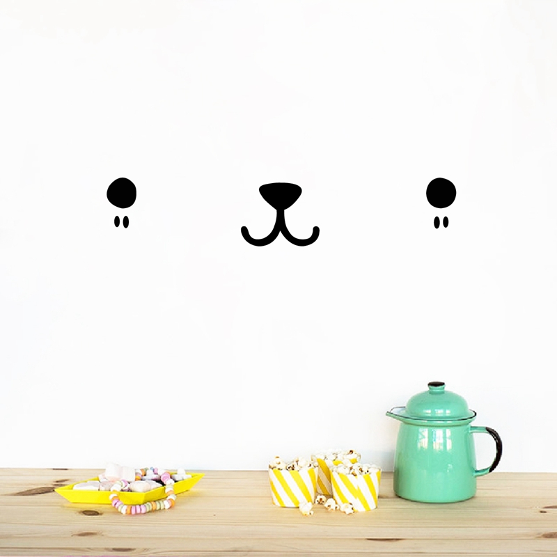 Baby Nursery Vinyl Wall Stickers - น่ารัก Kawaii Face Wall Art Decal