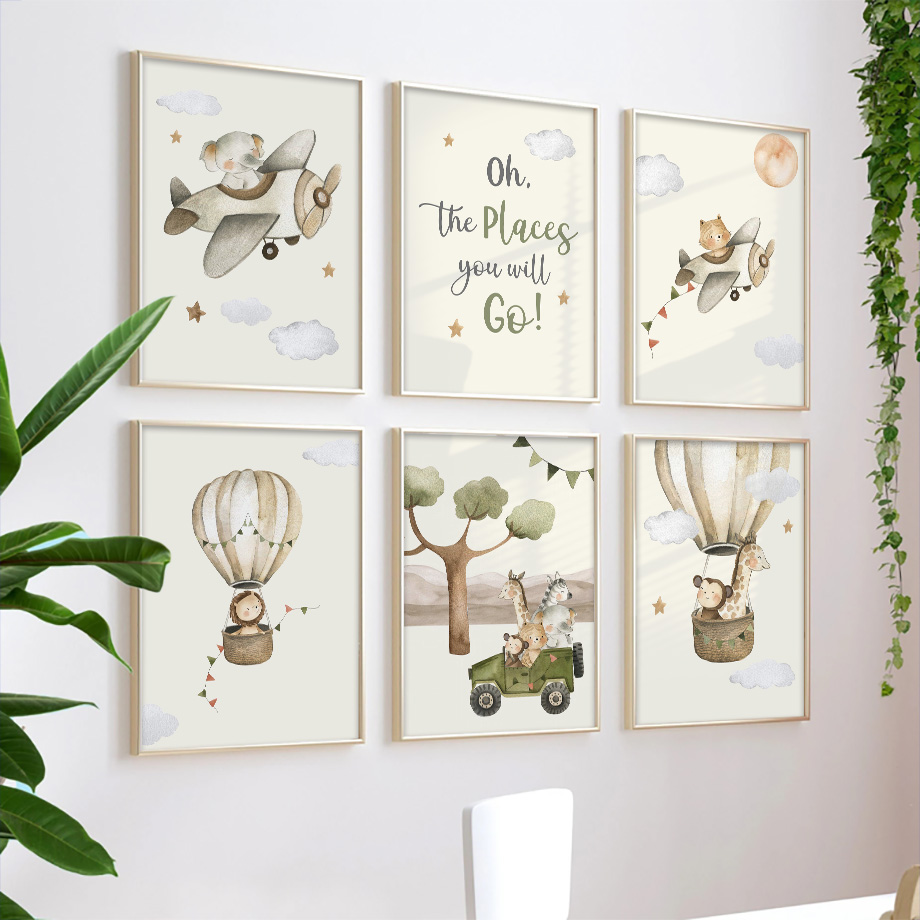Baby Nursery Giraffe - สิงโต ยีราฟ ลิง บอลลูน เครื่องบิน รถยนต์
