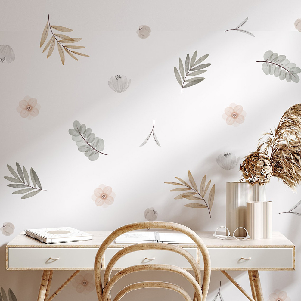 Baby Nursery Vinyl Wall Stickers - Boho ใบพฤกษศาสตร์ DIY Wall Decals Art