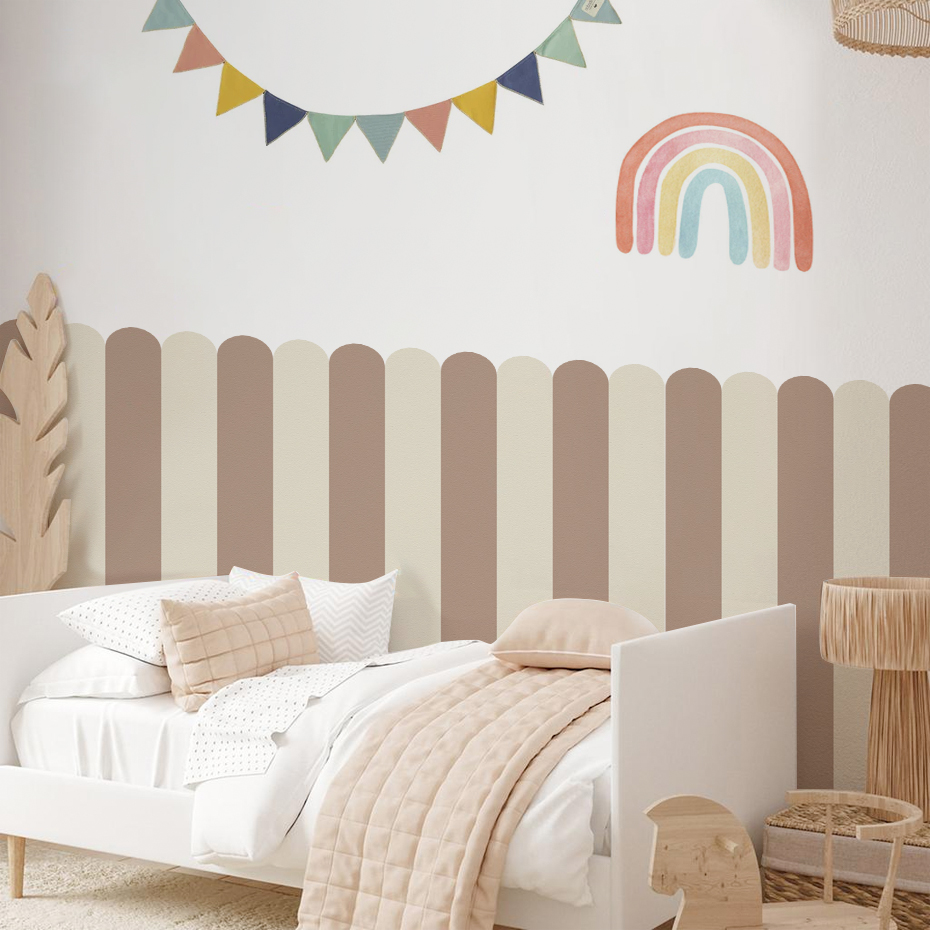 Baby Nursery Room - หลากสีแนวตั้งลาย Arc วอลล์เปเปอร์เนอสเซอรี่เด็ก Wall Art เด็กห้องนั่งเล่นตกแต่งบ้านกันน้ํา