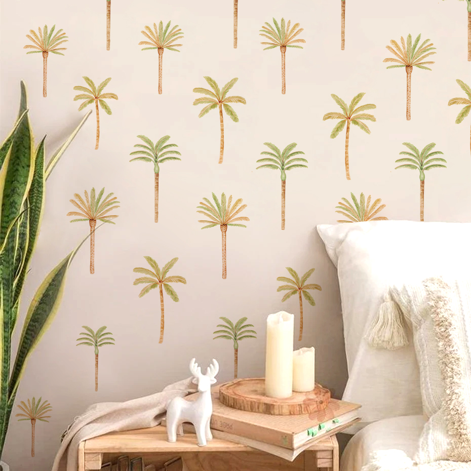 Boho สติกเกอร์ติดผนังต้นมะพร้า - Baby Nursery Vinyl Wall Stickers บทวิจารณ์และราคา
