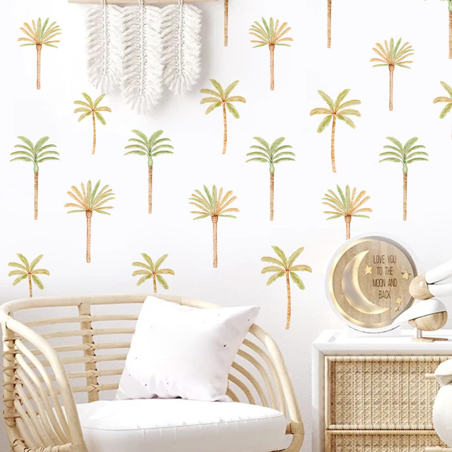 Boho สติกเกอร์ติดผนังต้นมะพร้า - Baby Nursery Vinyl Wall Stickers บทวิจารณ์และราคา
