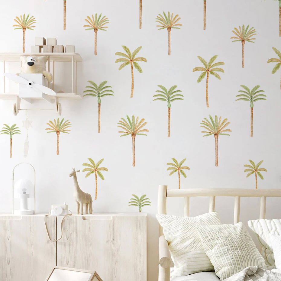 Boho สติกเกอร์ติดผนังต้นมะพร้า - Baby Nursery Vinyl Wall Stickers บทวิจารณ์และราคา