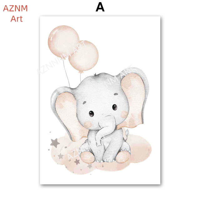 โปสเตอร์รูปช้าง บอลลูน สายรุ้ง - Baby Nursery Room บทวิจารณ์และราคา