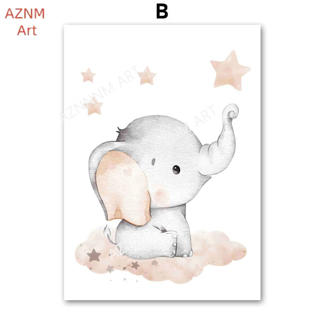 โปสเตอร์รูปช้าง บอลลูน สายรุ้ง - Baby Nursery Room บทวิจารณ์และราคา