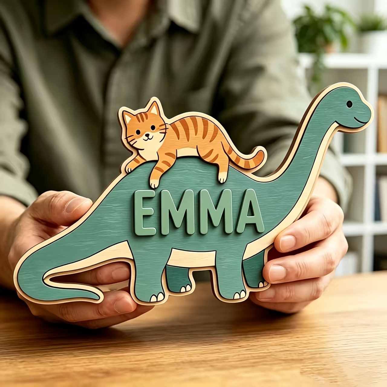 ป้ายชื่อห้องรูปแมวขี่ไดโนเสาร์ - Baby Nursery Room บทวิจารณ์และราคา