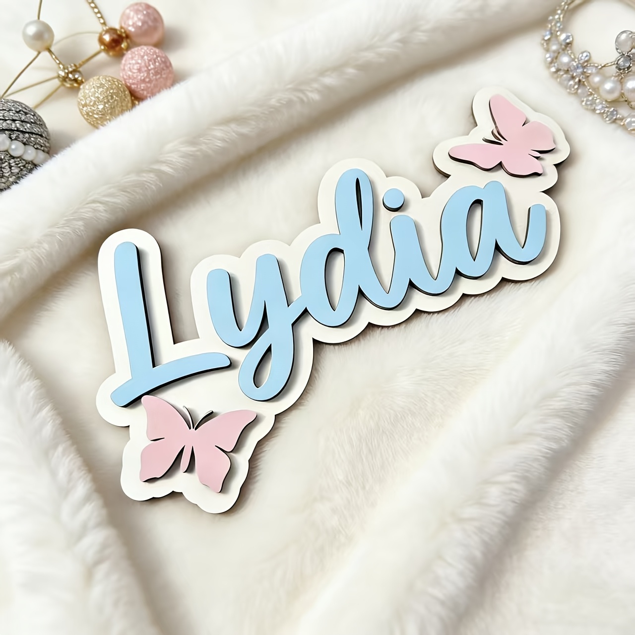 ป้ายชื่อห้องรูปผีเสื้อสีฟ้าและ - Baby Nursery Room บทวิจารณ์และราคา