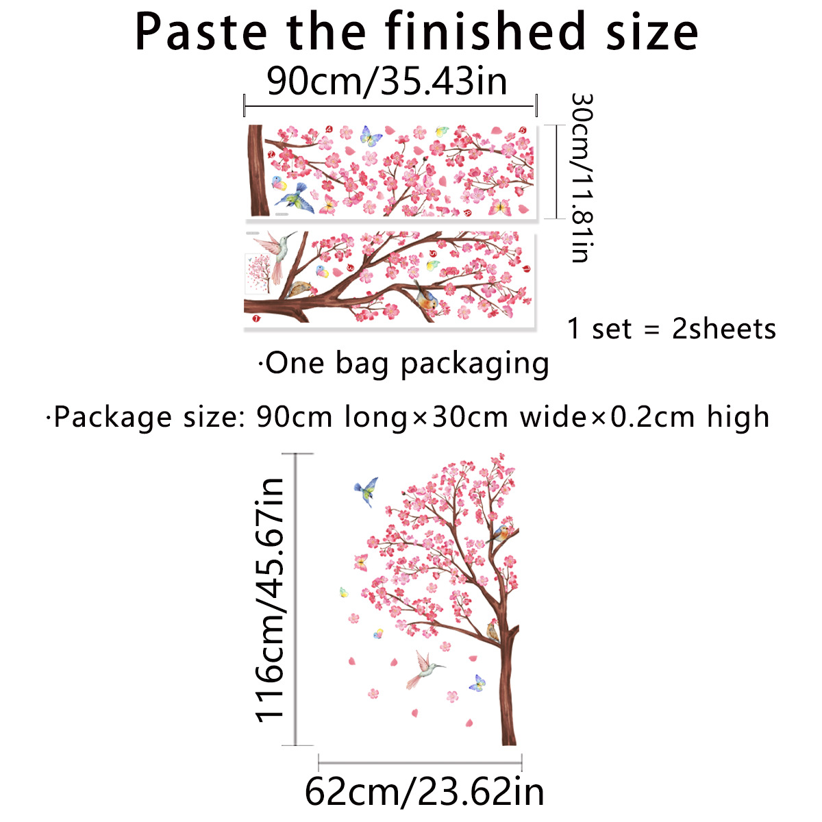 สติ๊กเกอร์ติดผนังลายดอกไม้นกสี - Baby Nursery Plants บทวิจารณ์และราคา