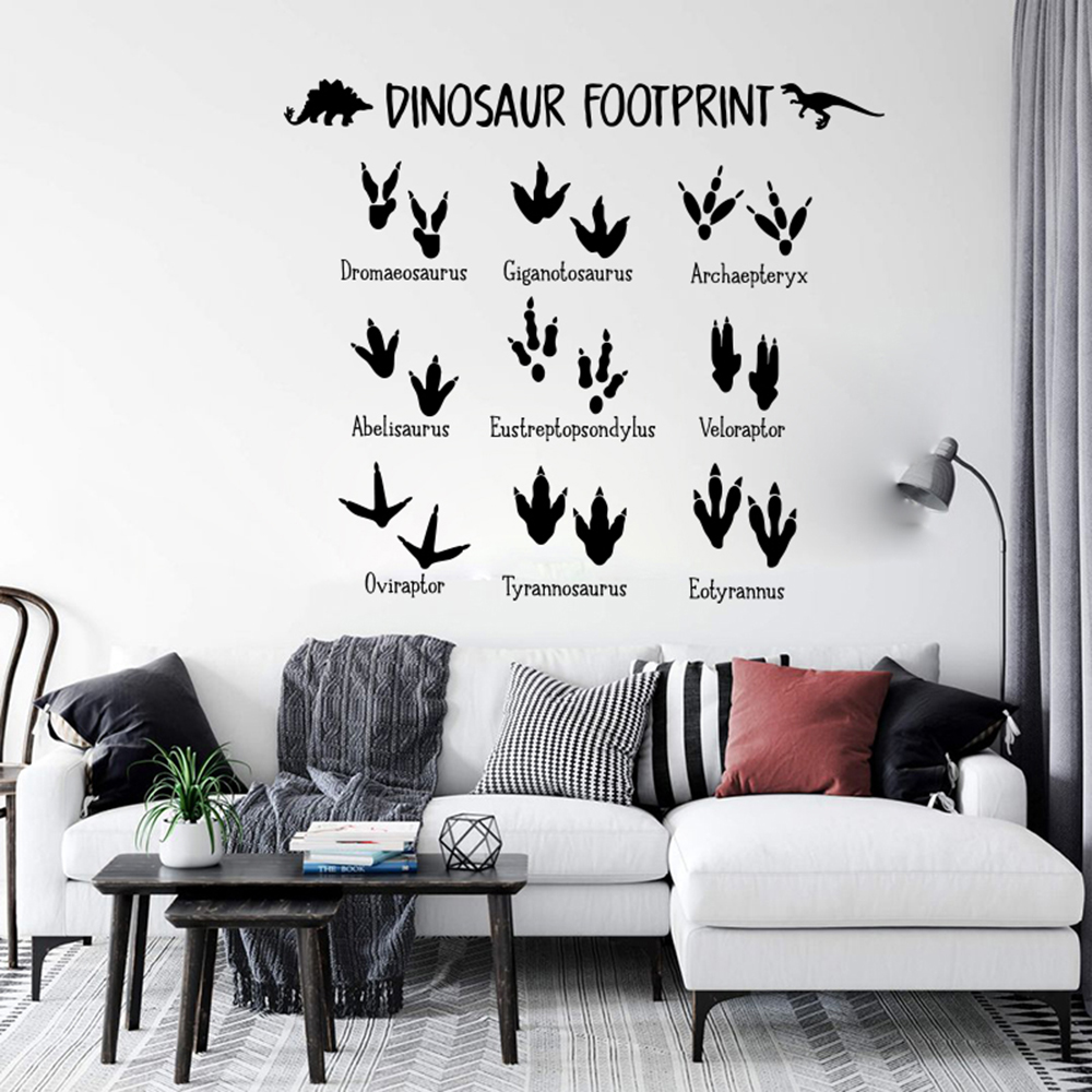 การ์ตูนไดโนเสาร์ Footprint Paw - Baby Nursery Vinyl Wall Stickers บทวิจารณ์และราคา