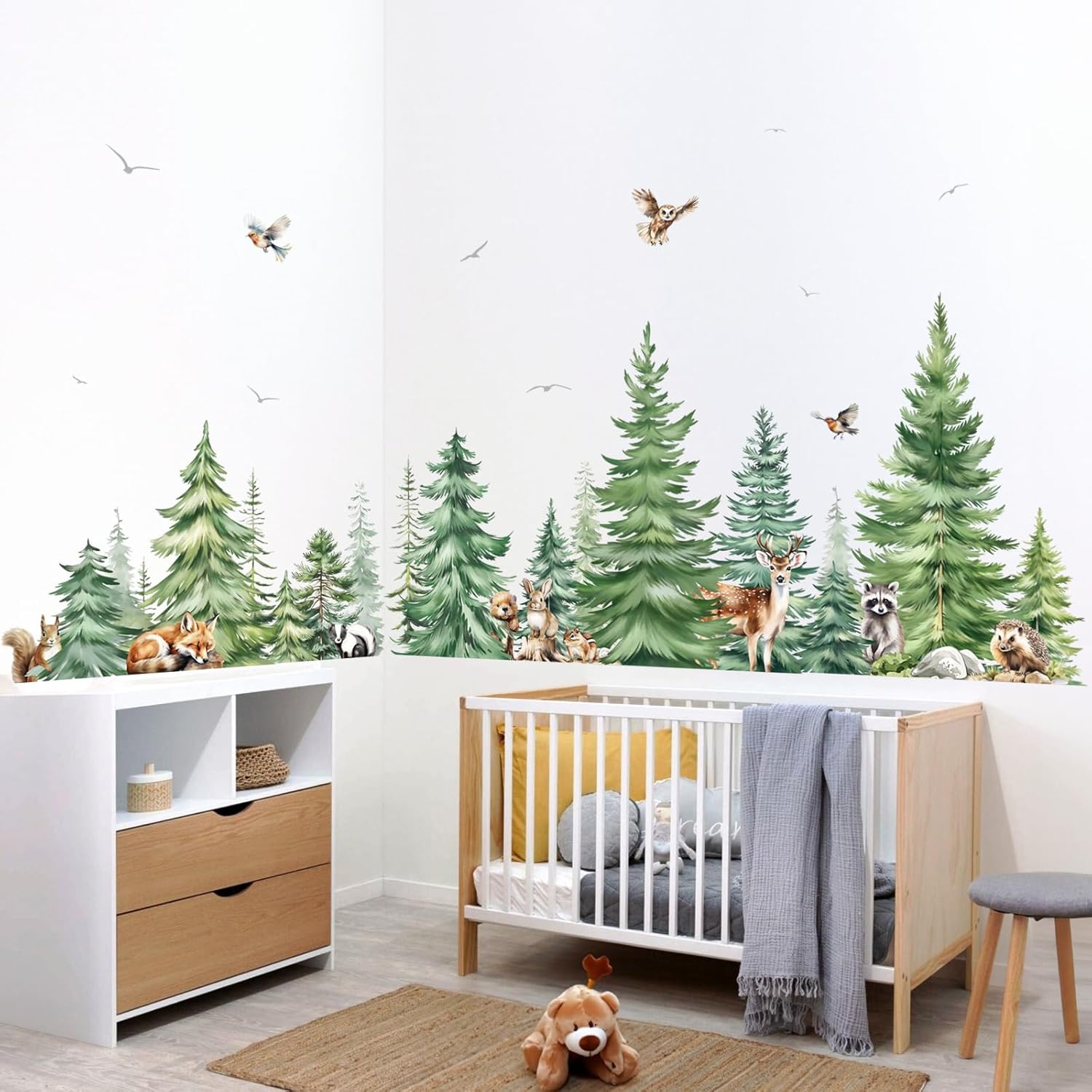 สติ๊กเกอร์ติดผนังลายต้นสนสีน้ำ - Baby Nursery Plants บทวิจารณ์และราคา