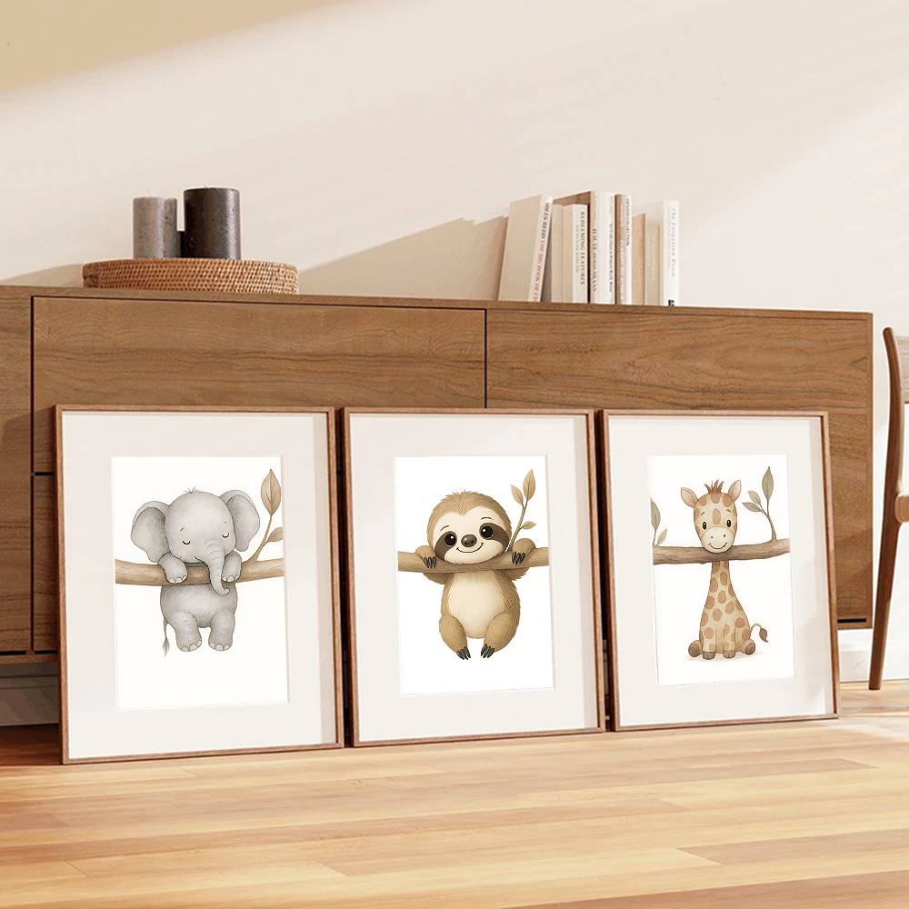 ภาพศิลปะติดผนังลายสัตว์น่ารักส - Baby Nursery Wallpaper Neutral บทวิจารณ์และราคา