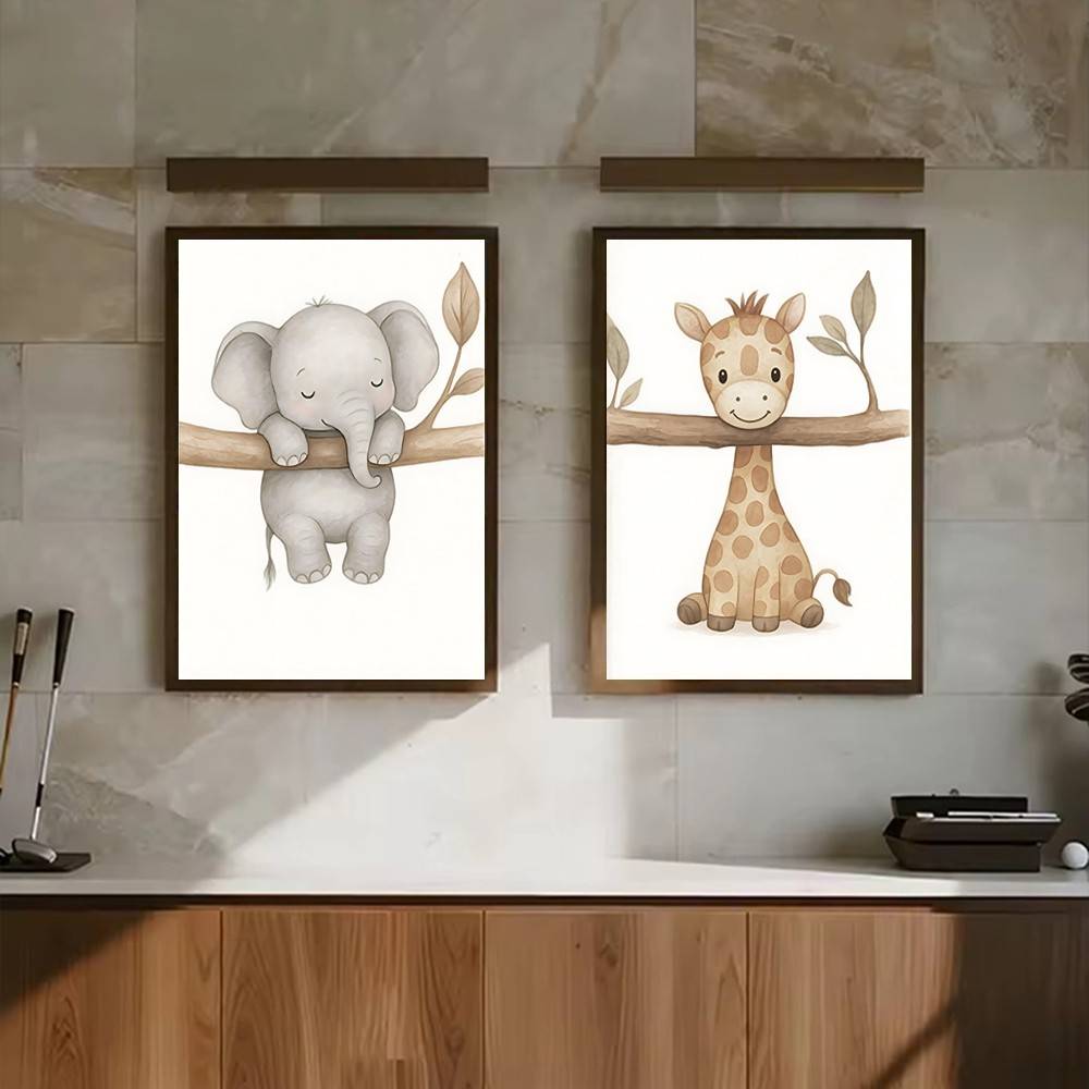 ภาพศิลปะติดผนังลายสัตว์น่ารักส - Baby Nursery Wallpaper Neutral บทวิจารณ์และราคา