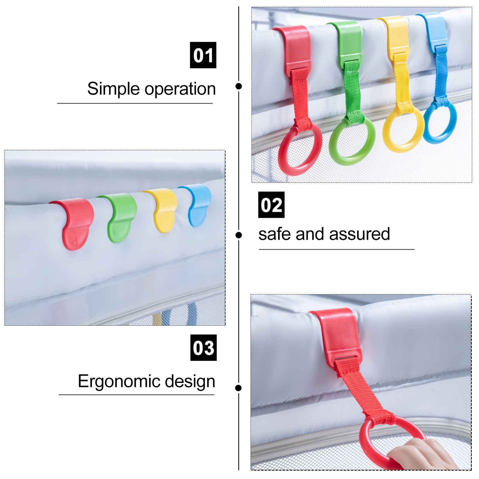 4 ชิ้น ห่วงจับสำหรับเตียงเด็ก  - Baby Nursery Crib บทวิจารณ์และราคา