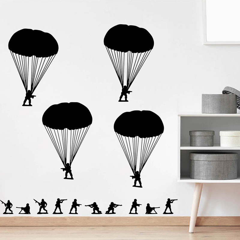 Army Men ทหาร Paratroopers สติ - Baby Nursery Vinyl Wall Stickers บทวิจารณ์และราคา