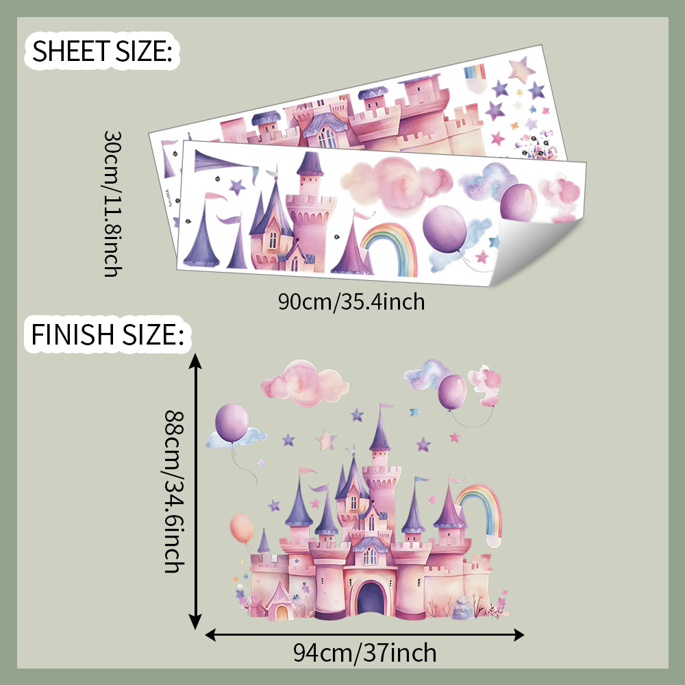 สติ๊กเกอร์ติดผนังปราสาทสีชมพูเ - Baby Nursery Vinyl บทวิจารณ์และราคา
