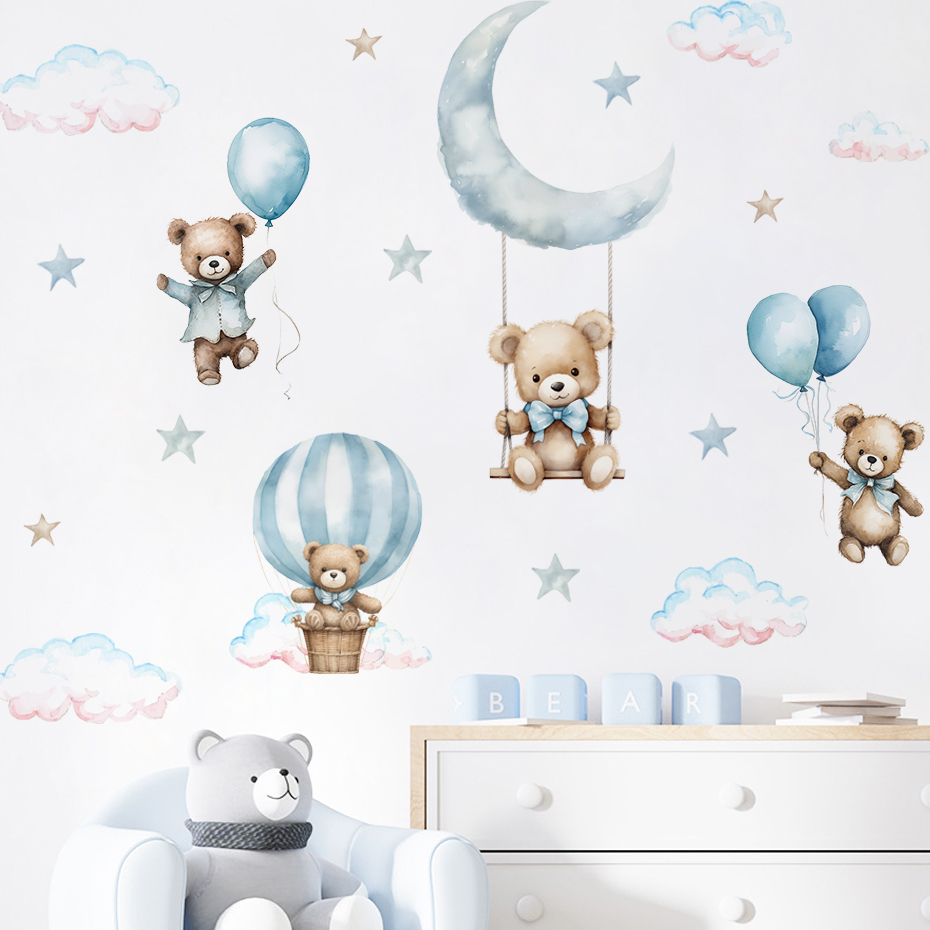 สีน้ําหมี Hot Air บอลลูน Cloud - Baby Nursery Set Furniture บทวิจารณ์และราคา