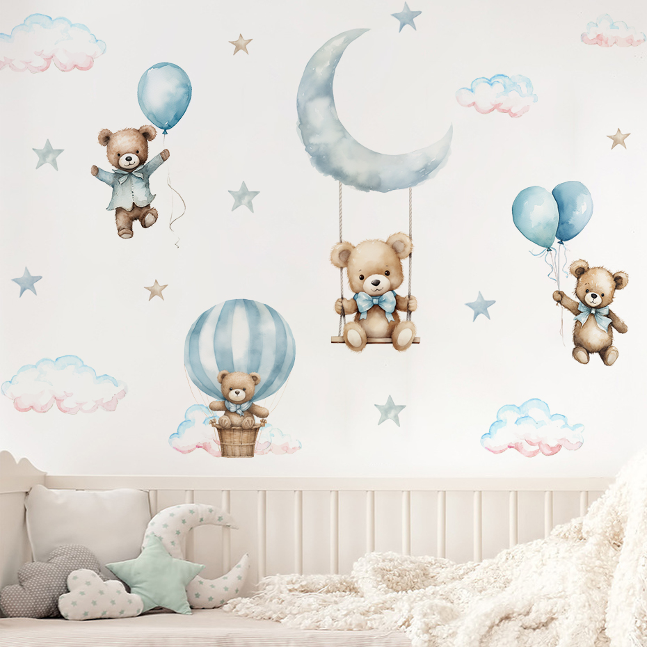 สีน้ําหมี Hot Air บอลลูน Cloud - Baby Nursery Set Furniture บทวิจารณ์และราคา