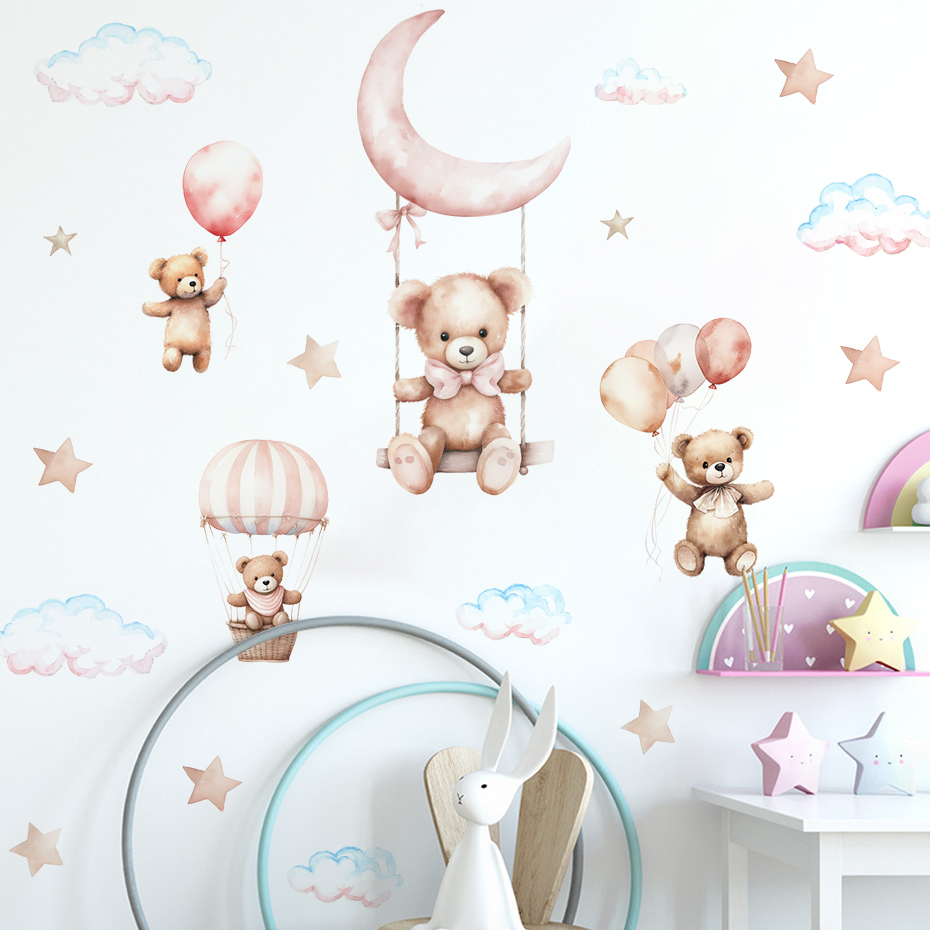 สีน้ําหมี Hot Air บอลลูน Cloud - Baby Nursery Set Furniture บทวิจารณ์และราคา