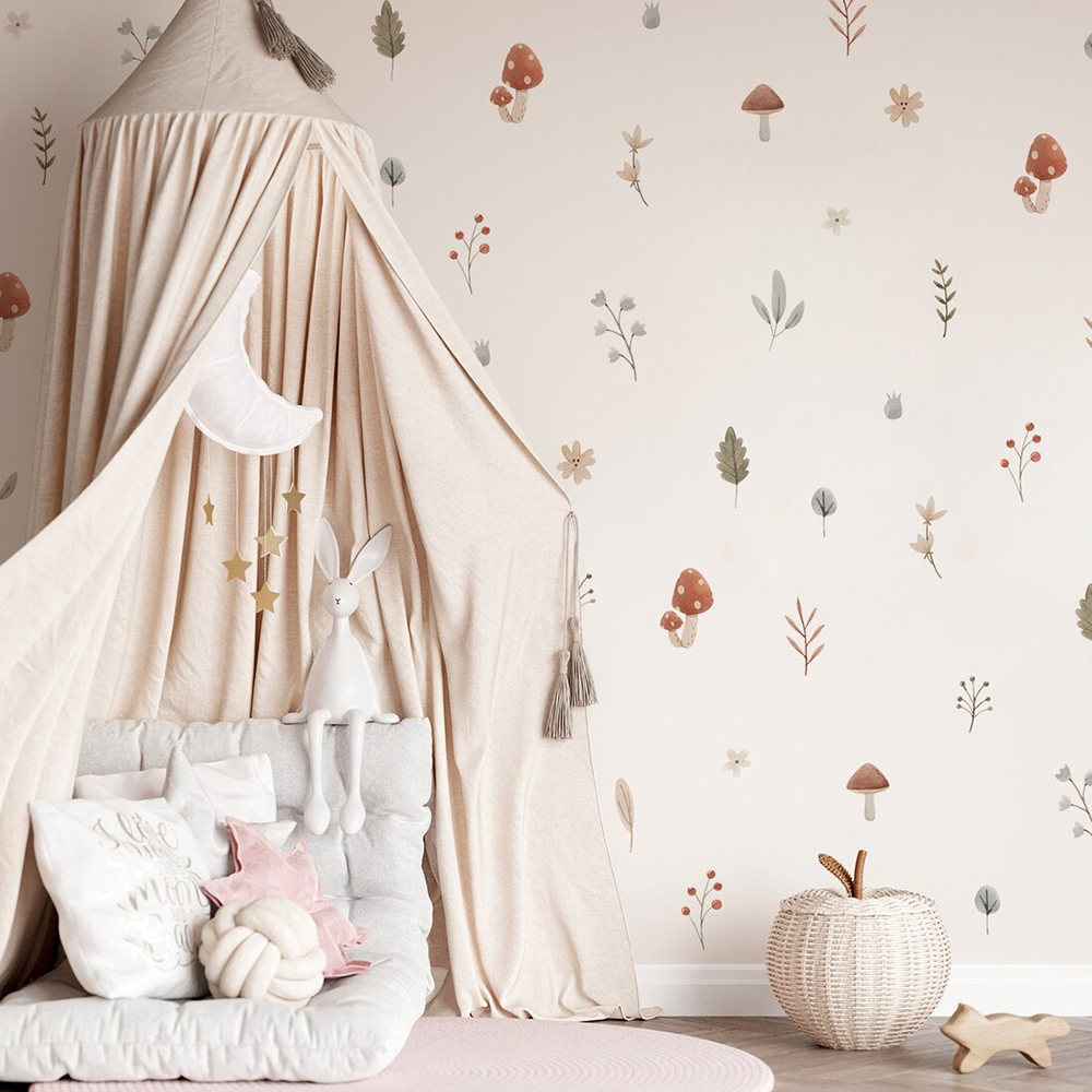 Boho การ์ตูนเห็ดสาขาใบดอกไม้รู - Baby Nursery Set Furniture บทวิจารณ์และราคา