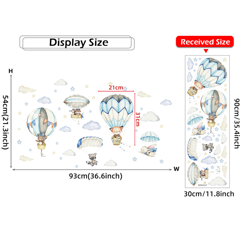การ์ตูนสัตว์น่ารัก Hot Air บอล - Baby Nursery Vinyl บทวิจารณ์และราคา