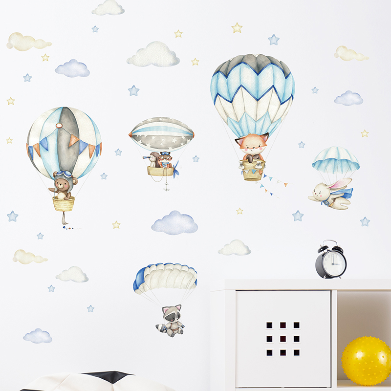 การ์ตูนสัตว์น่ารัก Hot Air บอล - Baby Nursery Vinyl บทวิจารณ์และราคา