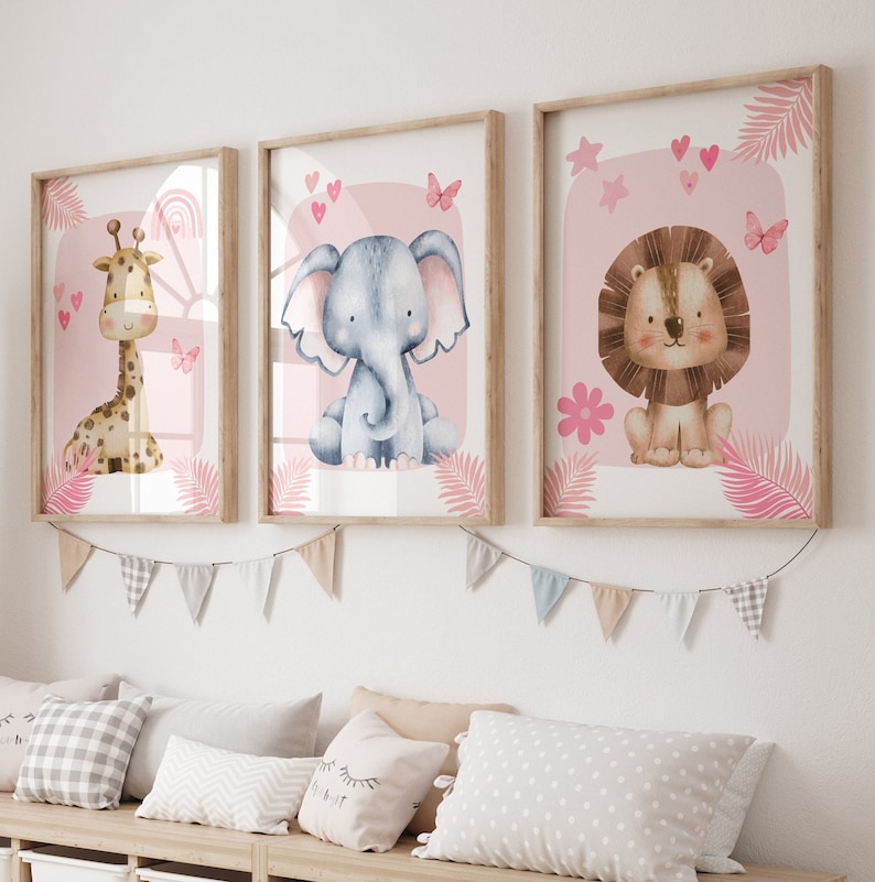 ภาพพิมพ์บนผ้าใบลายสัตว์ป่าช้าง - Baby Nursery Giraffe บทวิจารณ์และราคา