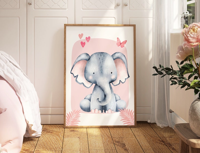 ภาพพิมพ์บนผ้าใบลายสัตว์ป่าช้าง - Baby Nursery Giraffe บทวิจารณ์และราคา