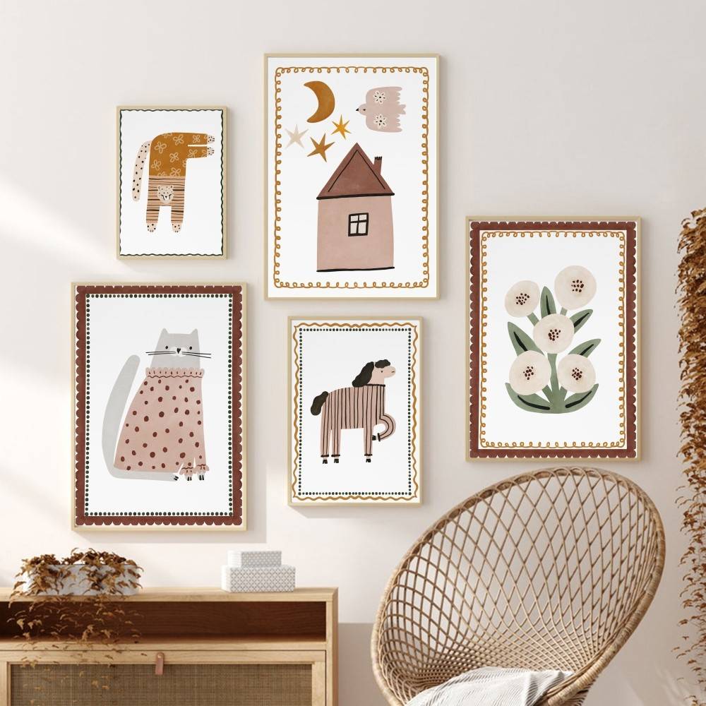โปสเตอร์เด็กสไตล์โบโฮลายแมวน่า - Baby Nursery Wallpaper Neutral บทวิจารณ์และราคา