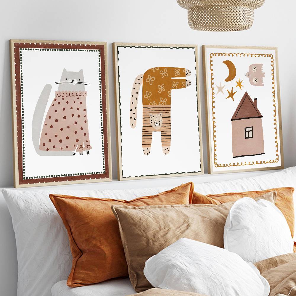 โปสเตอร์เด็กสไตล์โบโฮลายแมวน่า - Baby Nursery Wallpaper Neutral บทวิจารณ์และราคา