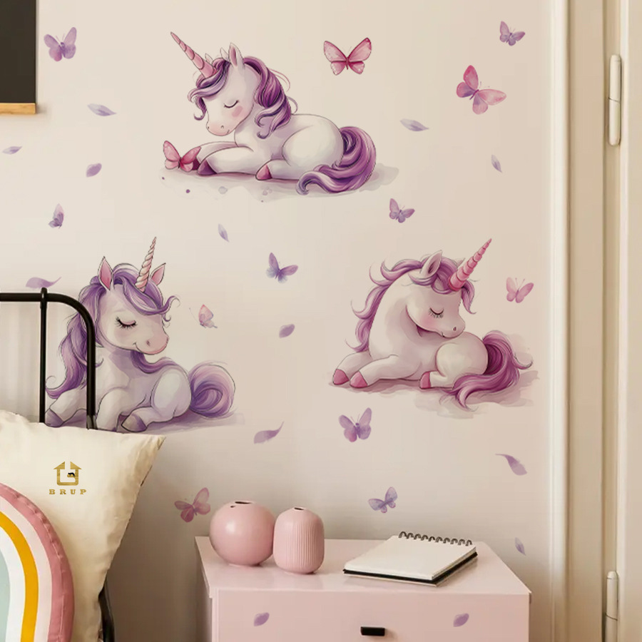 สติกเกอร์ติดผนังลายยูนิคอร์นแฟ - Baby Nursery Vinyl Wall Stickers บทวิจารณ์และราคา