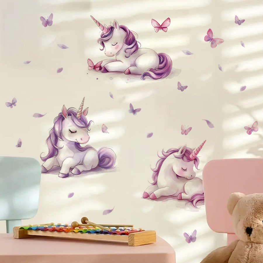 สติกเกอร์ติดผนังลายยูนิคอร์นแฟ - Baby Nursery Vinyl Wall Stickers บทวิจารณ์และราคา