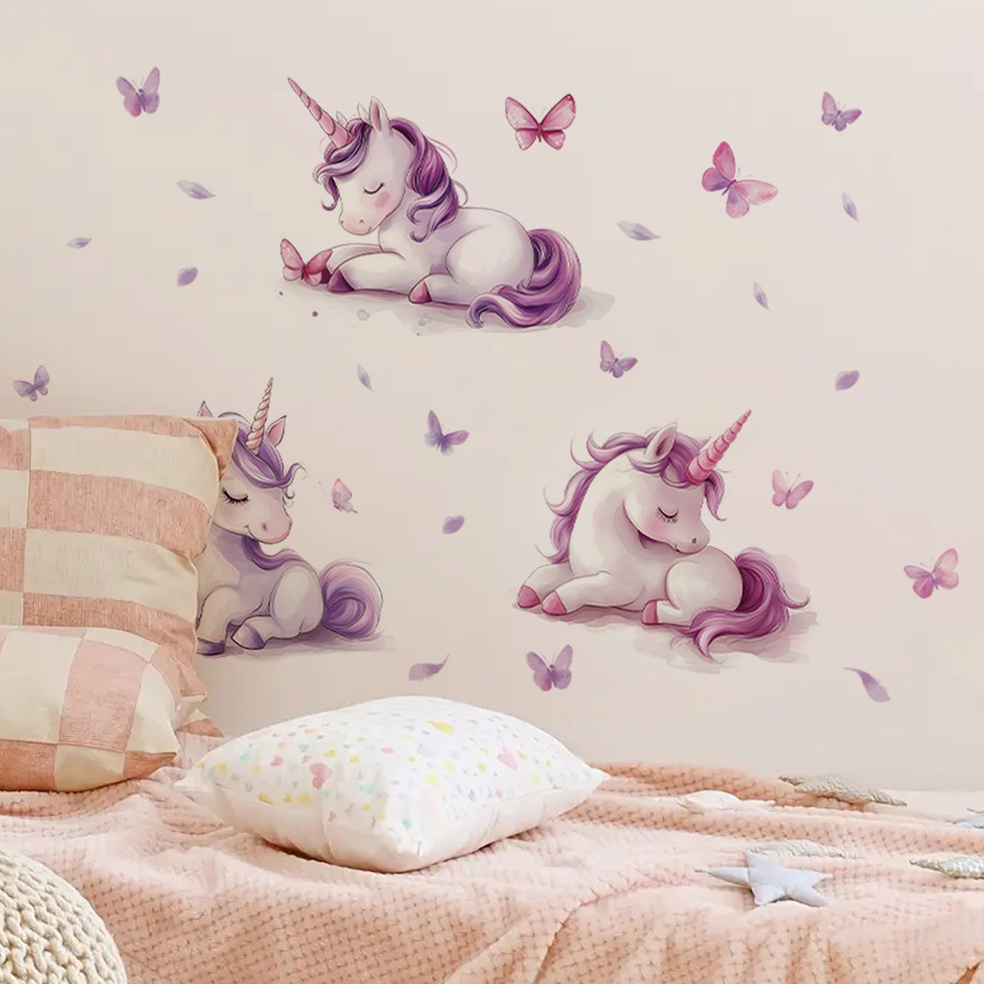 สติกเกอร์ติดผนังลายยูนิคอร์นแฟ - Baby Nursery Vinyl Wall Stickers บทวิจารณ์และราคา