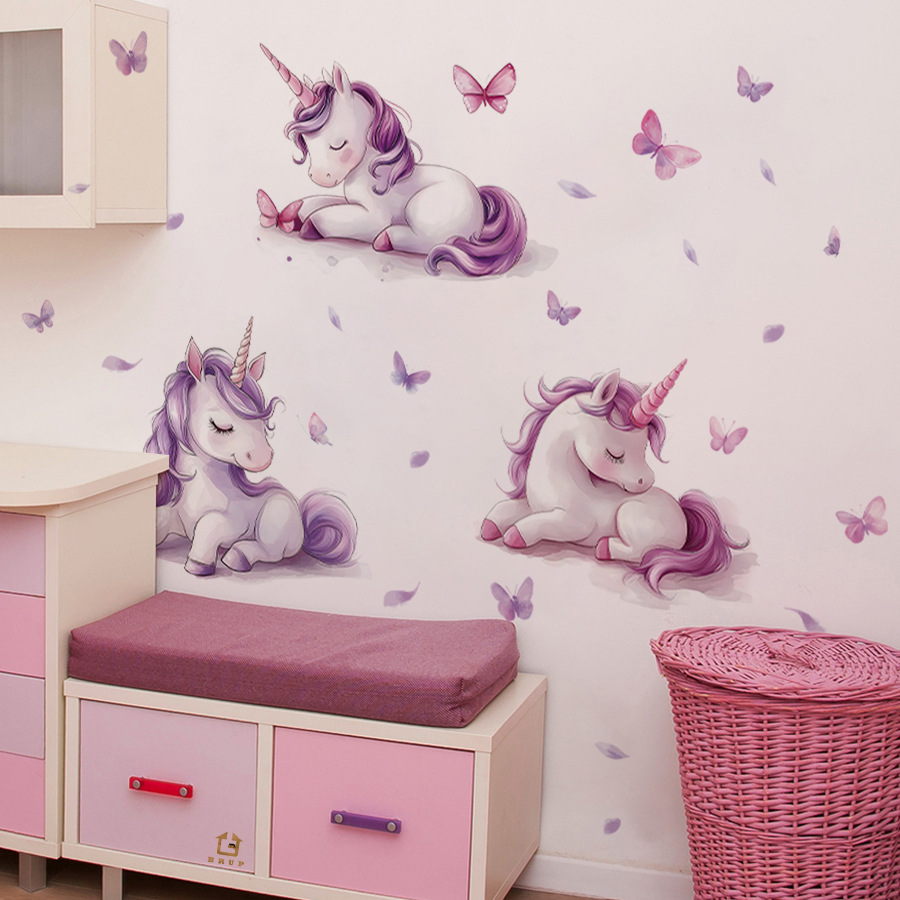 สติกเกอร์ติดผนังลายยูนิคอร์นแฟ - Baby Nursery Vinyl Wall Stickers บทวิจารณ์และราคา