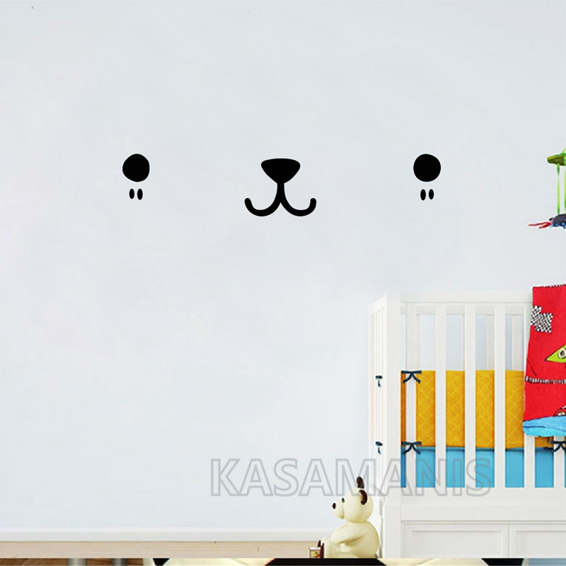 น่ารัก Kawaii Face Wall Art De - Baby Nursery Vinyl Wall Stickers บทวิจารณ์และราคา