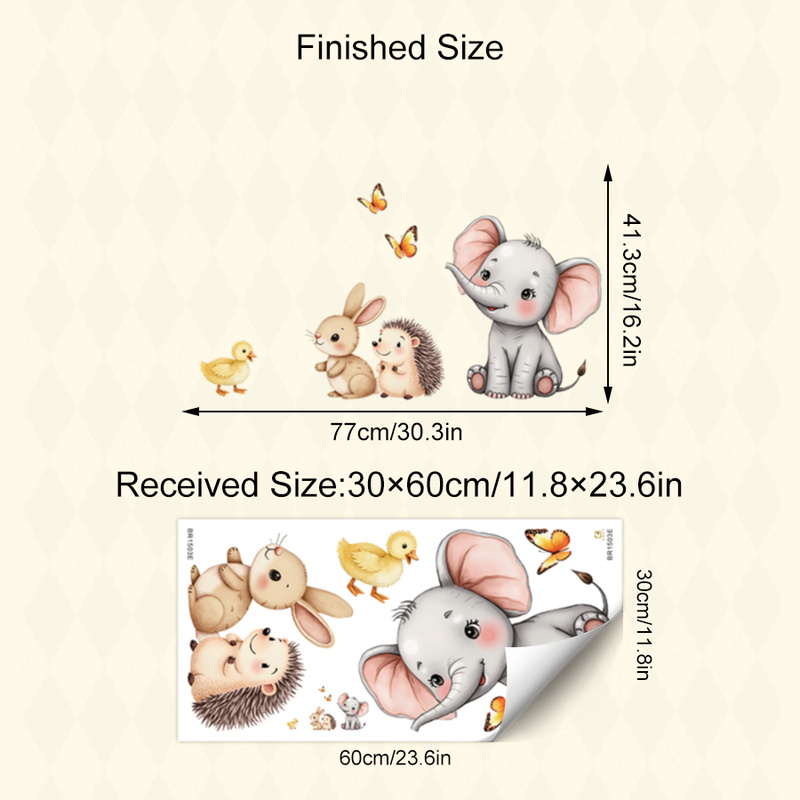 การ์ตูนสัตว์สติ๊กเกอร์ติดผนัง- - Baby Nursery Room บทวิจารณ์และราคา