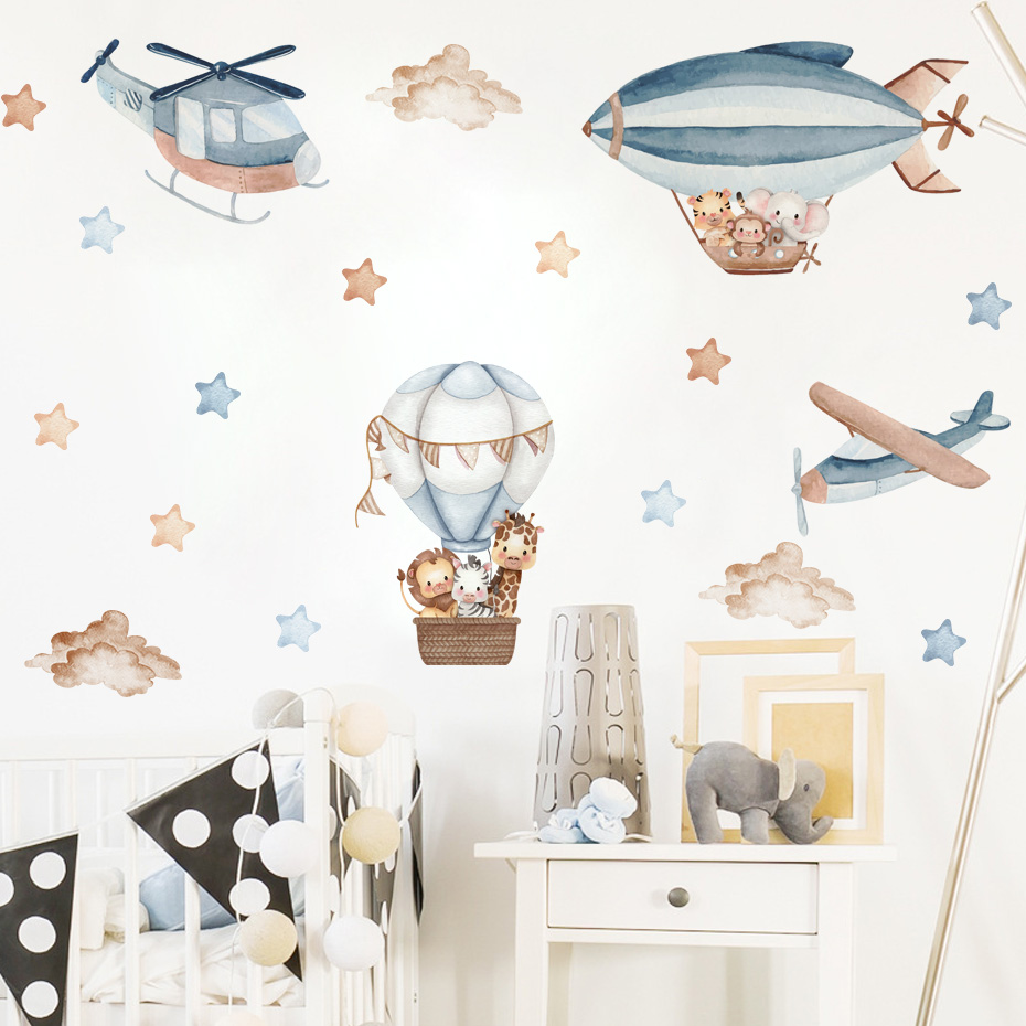 สีน้ําสัตว์ Hot Air บอลลูนเมฆส - Baby Nursery Set Furniture บทวิจารณ์และราคา