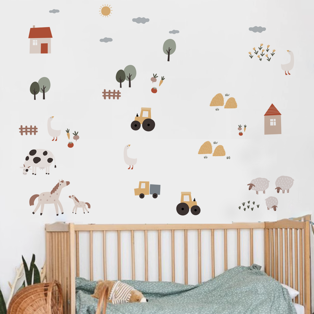 Boho การ์ตูนน่ารักวัวฟาร์มสัตว - Baby Nursery Vinyl Wall Stickers บทวิจารณ์และราคา