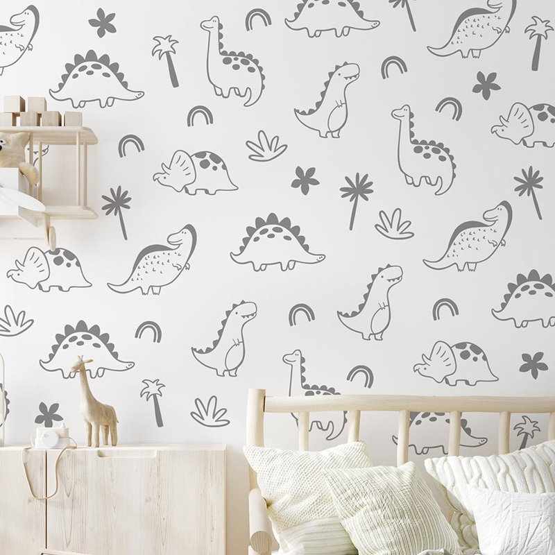 เรขาคณิตไดโนเสาร์ Rainbow สติ๊ - Baby Nursery Vinyl Wall Stickers บทวิจารณ์และราคา