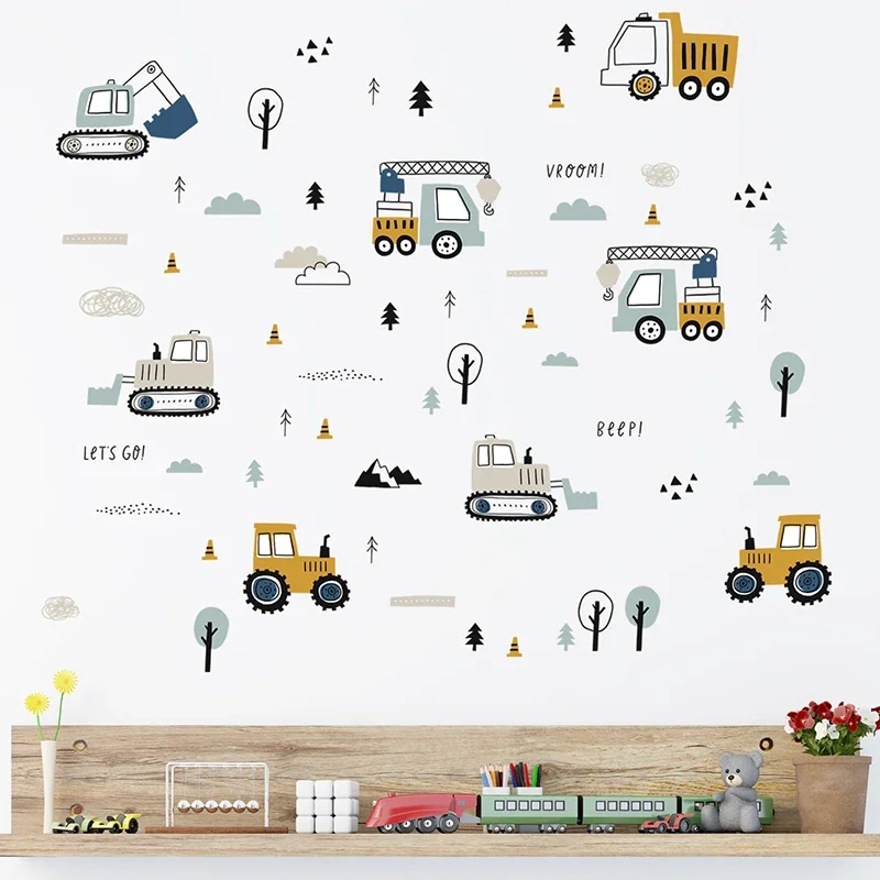 วาดด้วยมือน่ารักรถยนต์ Cargo ร - Baby Nursery Vinyl บทวิจารณ์และราคา