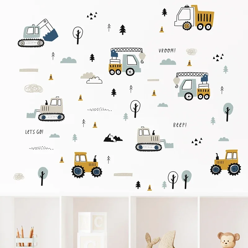 วาดด้วยมือน่ารักรถยนต์ Cargo ร - Baby Nursery Vinyl บทวิจารณ์และราคา
