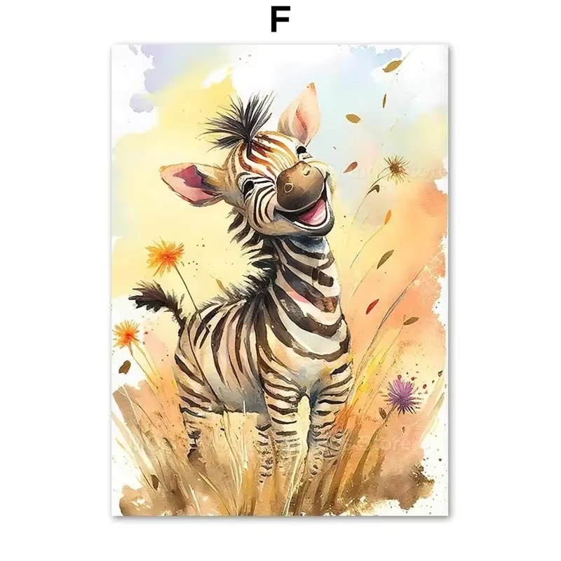 ภาพวาดสีน้ำ ลายสิงโต ยีราฟ เสื - Baby Nursery Giraffe บทวิจารณ์และราคา